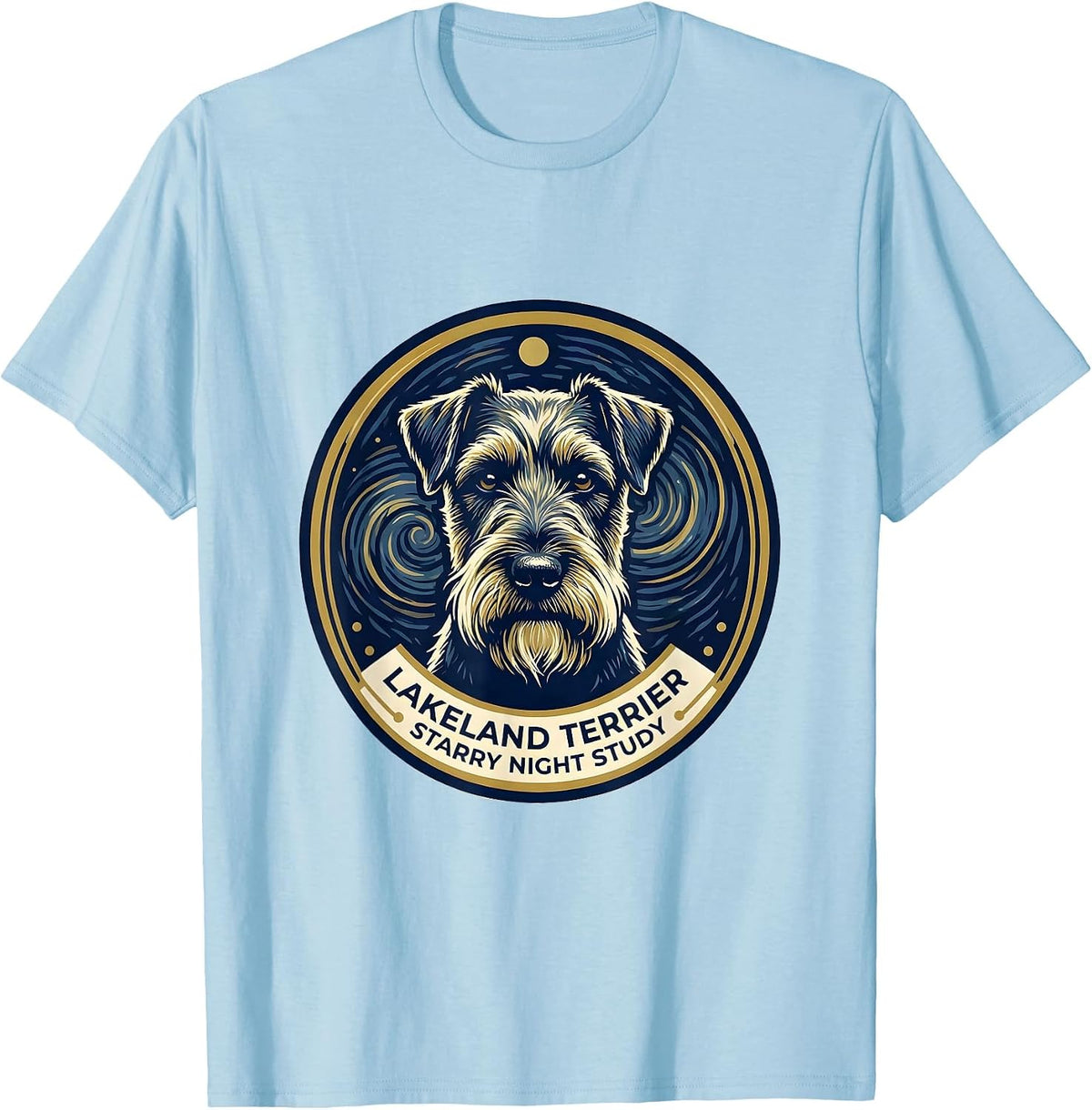 Men's Lakeland Terrier Starry Night Study Van Gogh Style Dog T-Shirt - Baby Blue
