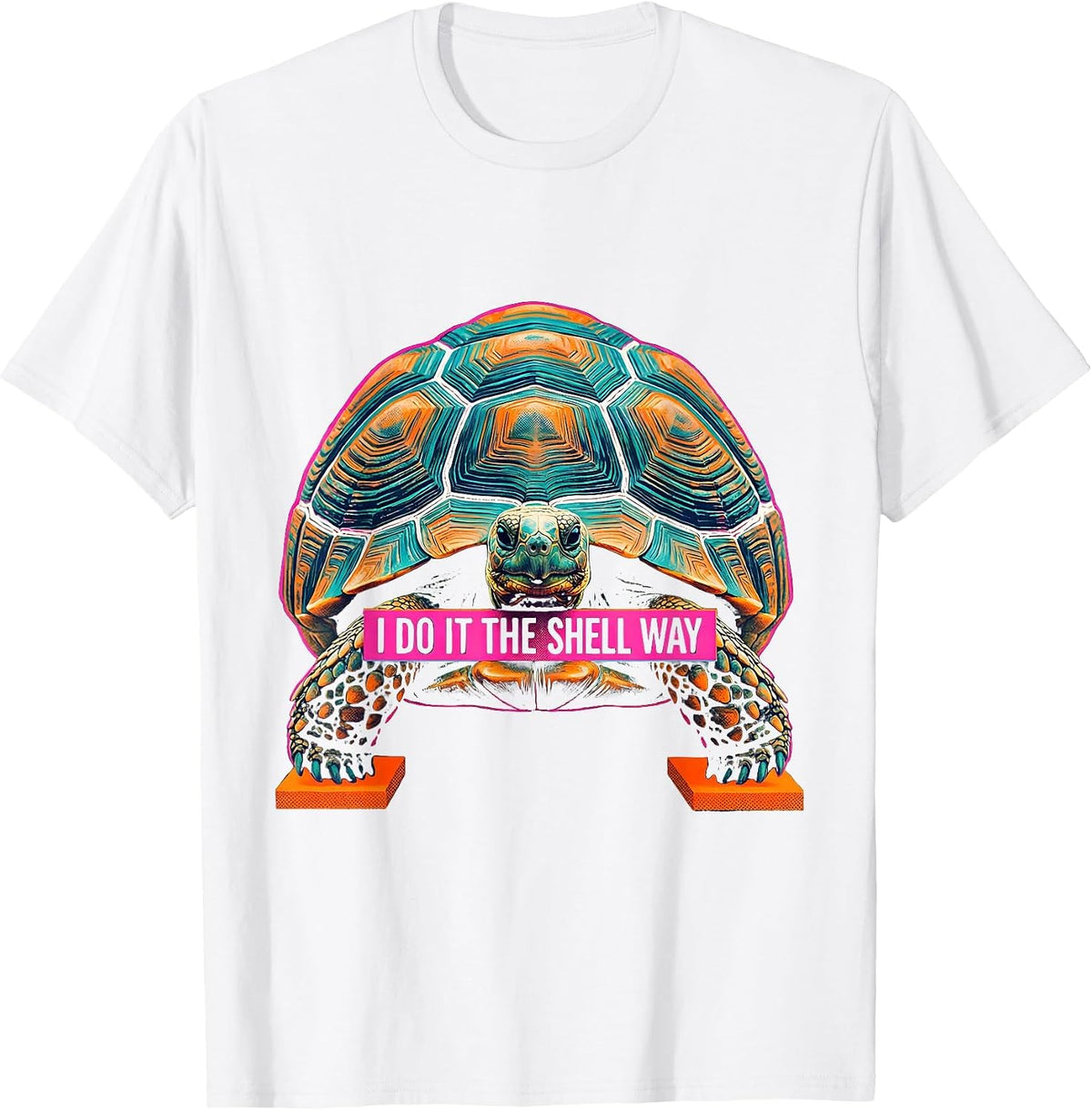Men's I Do It The Shell Way Risograph Funny Tortoise Lover Gift T-Shirt - White