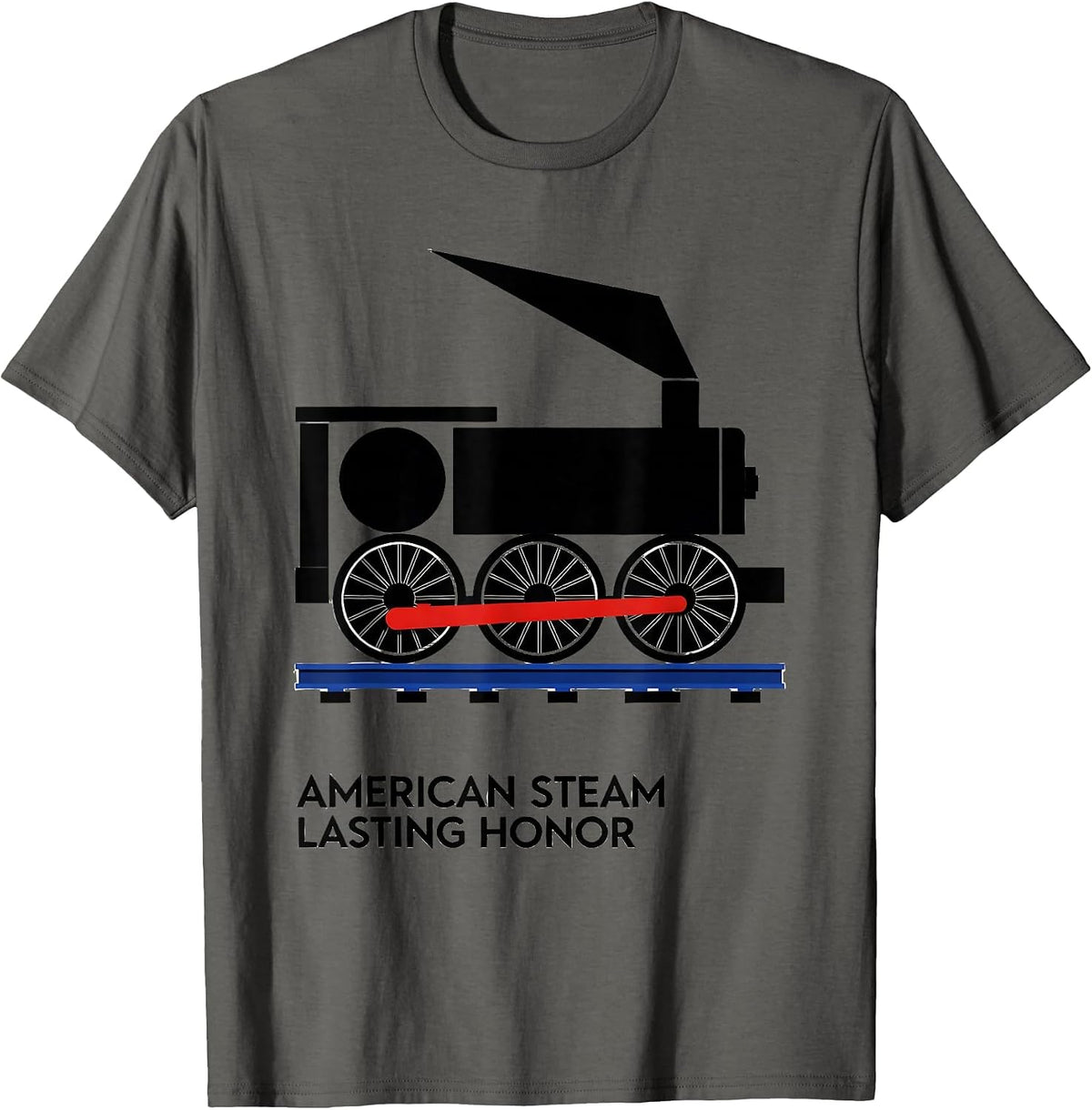 American Steam Lasting Honor Bauhaus Modernist Train T-Shirt - Asphalt Grey