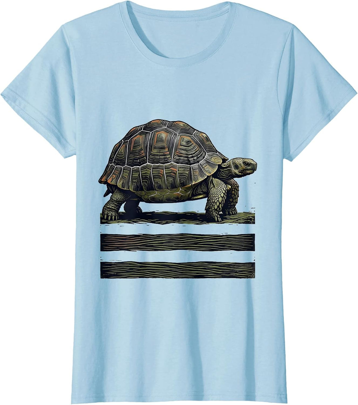 Low Profile Tortoise Linocut Turtle Lover Gift T-Shirt - Baby Blue