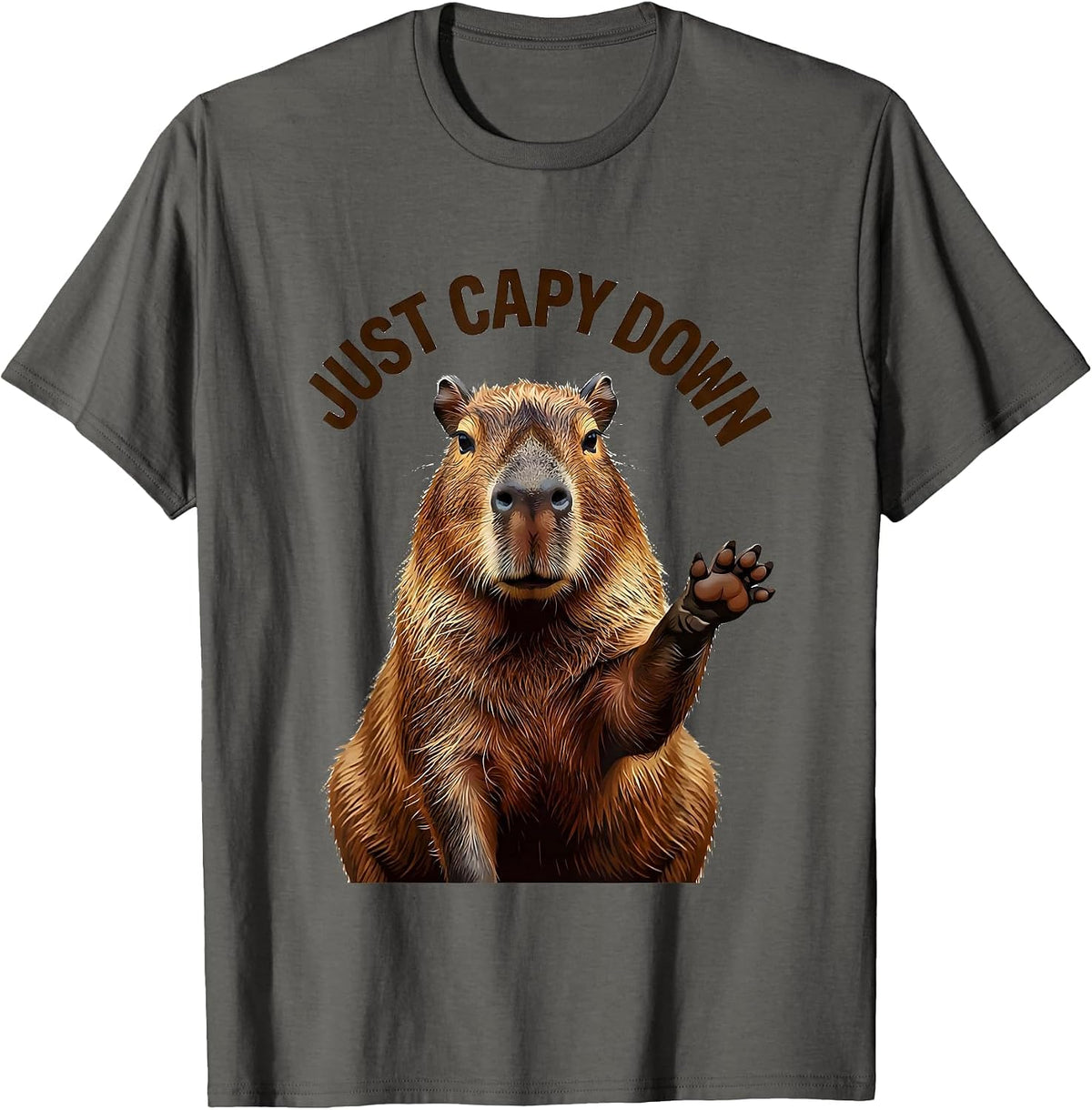Men's Just Capy Down Funny Capybara Meme Animal Humor T-Shirt - Asphalt Grey
