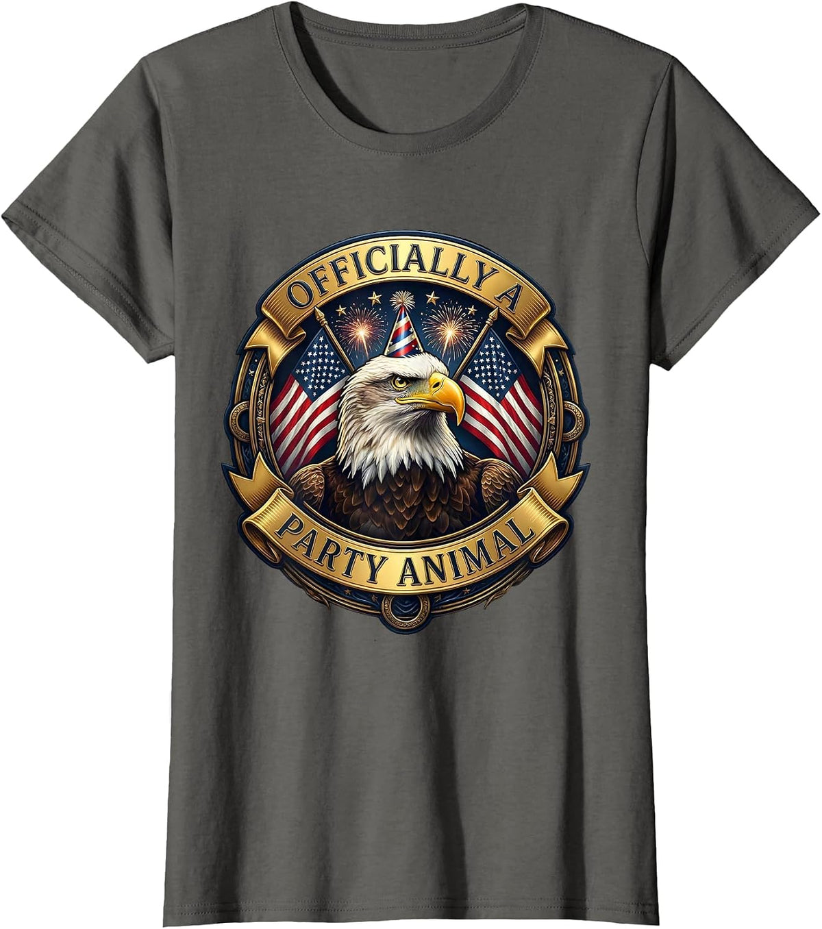 Women's Officially a Party Animal Fun Celebration Design T-Shirt - Asphalt Grey