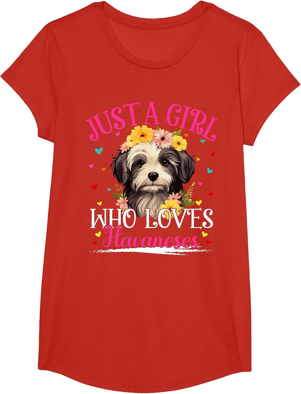 Just A Girl Who Loves Havanese Dog for Women Girls T-Shirt - Girls Red