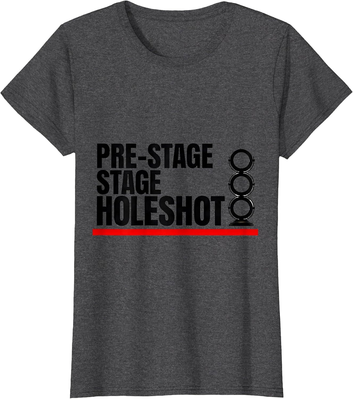 Women's Pre-Stage. Stage. Holeshot Patriotic Drag Racing Checkered T-Shirt - Dark Heather Grey