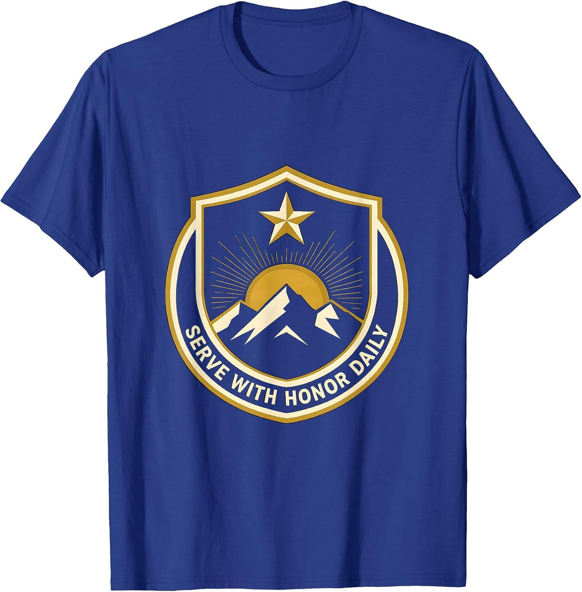 Men's Serve With Honor Daily Police Design T-Shirt - Royal Blue