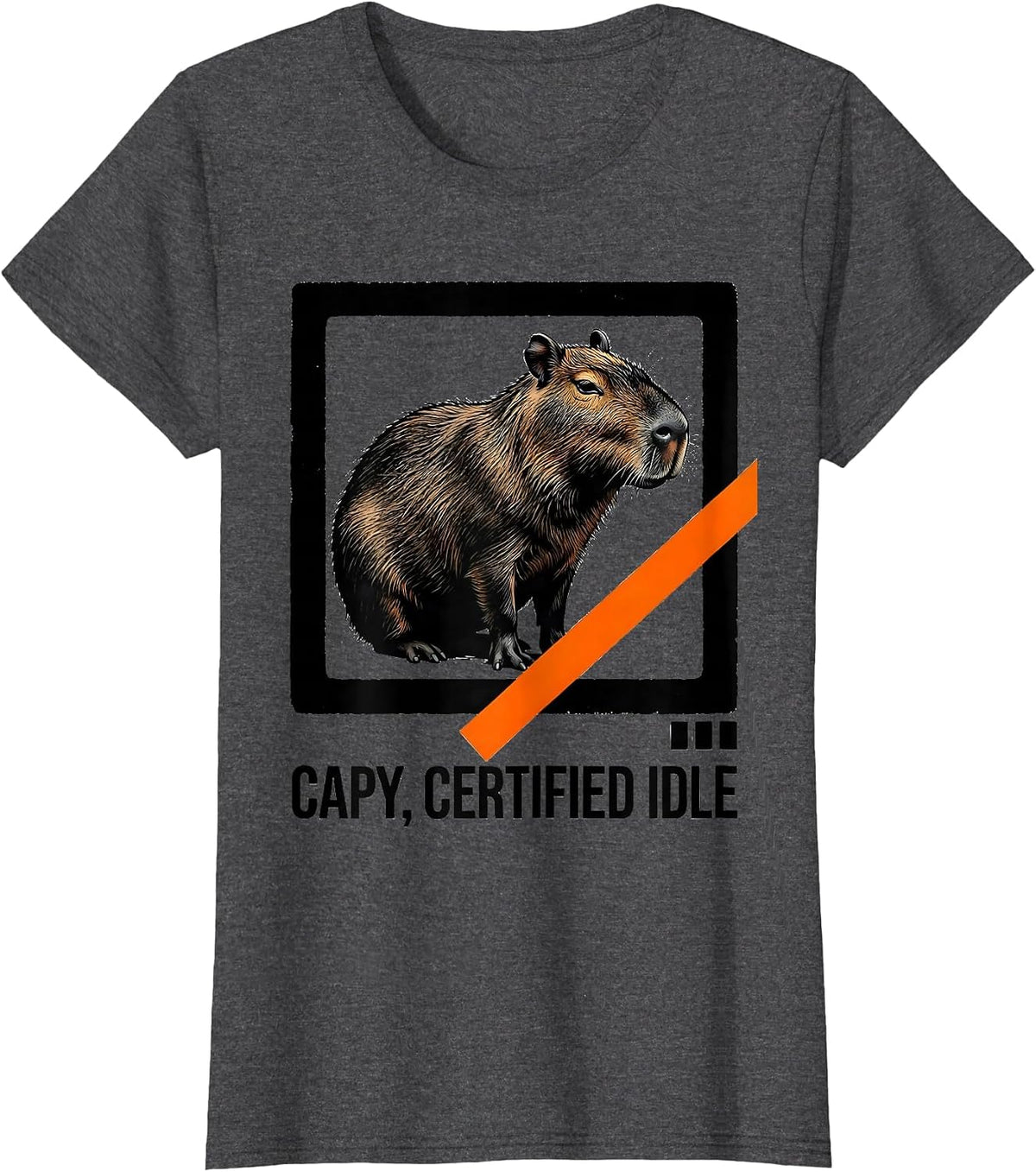 Women's Capy, Certified Idle Funny Capybara Meme Animal Lover Humor T-Shirt - Dark Heather Grey