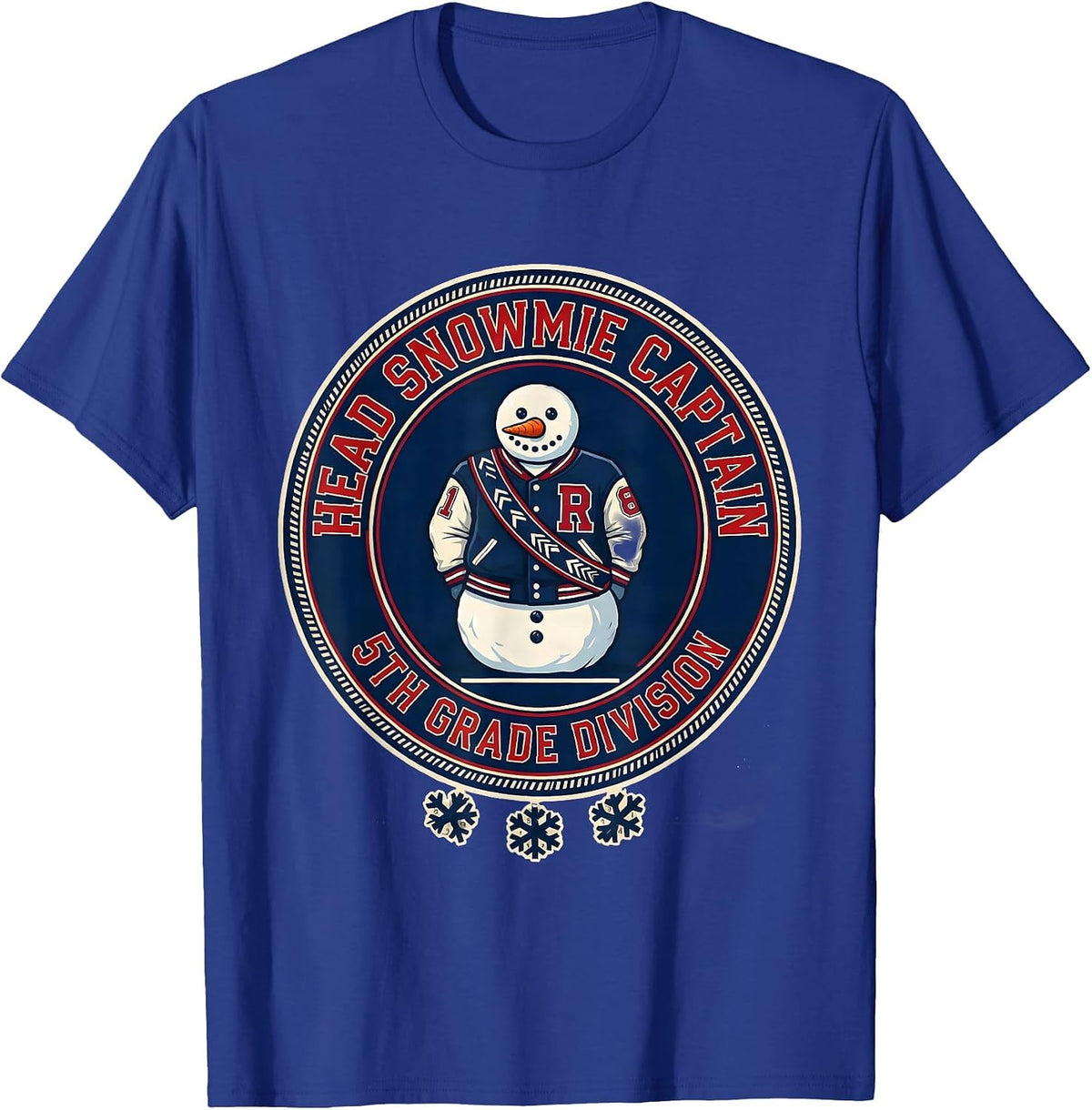 Head Snowmie Captain, 5th Grade Division Teacher Christmas T-Shirt - Royal Blue