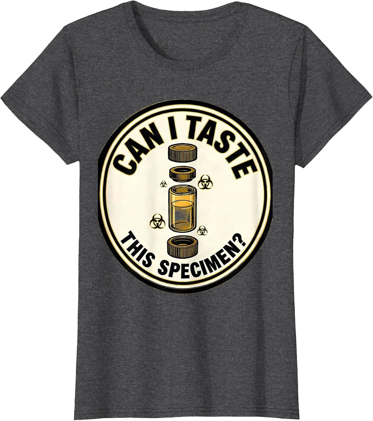Women's Can I Taste This Specimen Funny Periodic Table Science T-Shirt - Dark Heather Grey