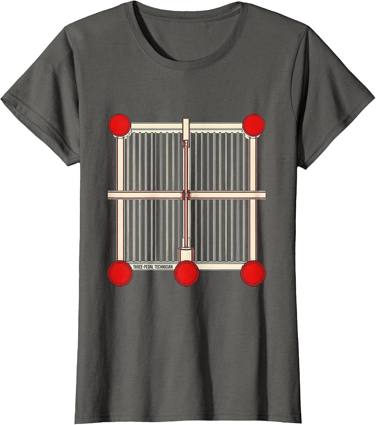 Women's Three-Pedal Technician Funny Manual Transmission Car T-Shirt - Asphalt Grey