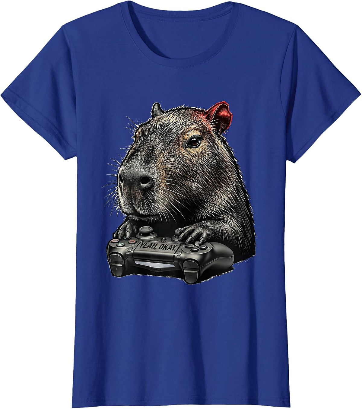Women's Yeah, Okay Funny Capybara Gamer Meme Humor T-Shirt - Royal Blue