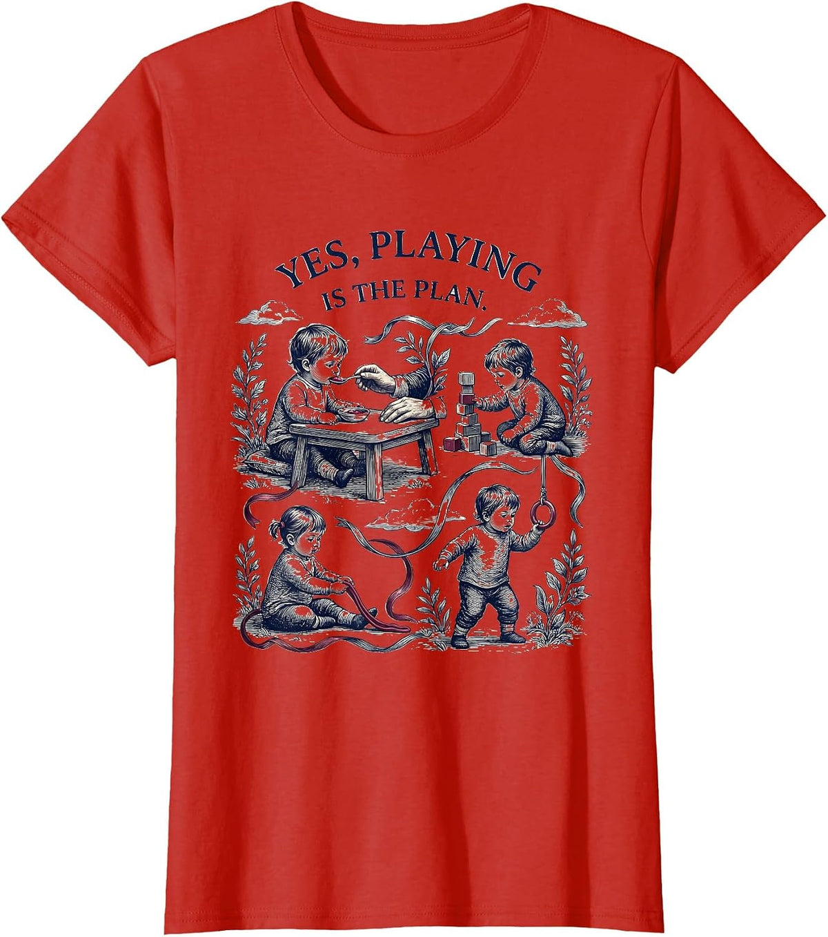 Yes, Playing Is The Plan Retro Occupational Therapy T-Shirt - Red