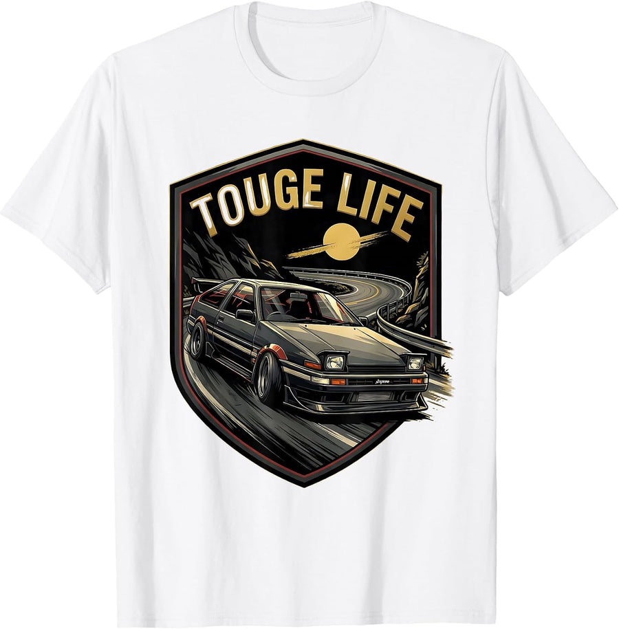 Men's Touge Life Custom JDM Drift Car Tuner Retro Vintage T-Shirt - White