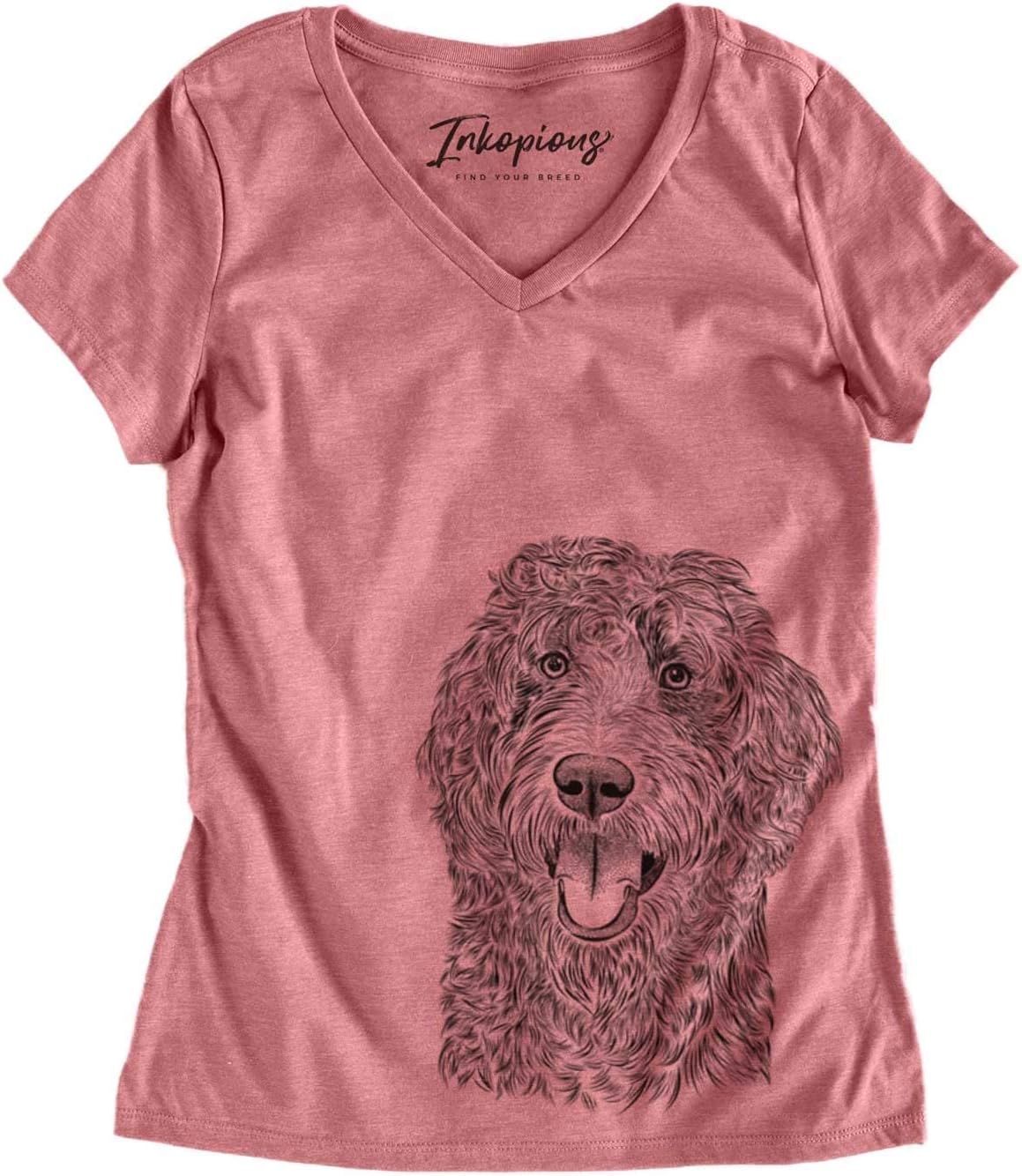 Bare MurrDog the Labradoodle Dog Triblend T-Shirt - Dusty Rose V-neck