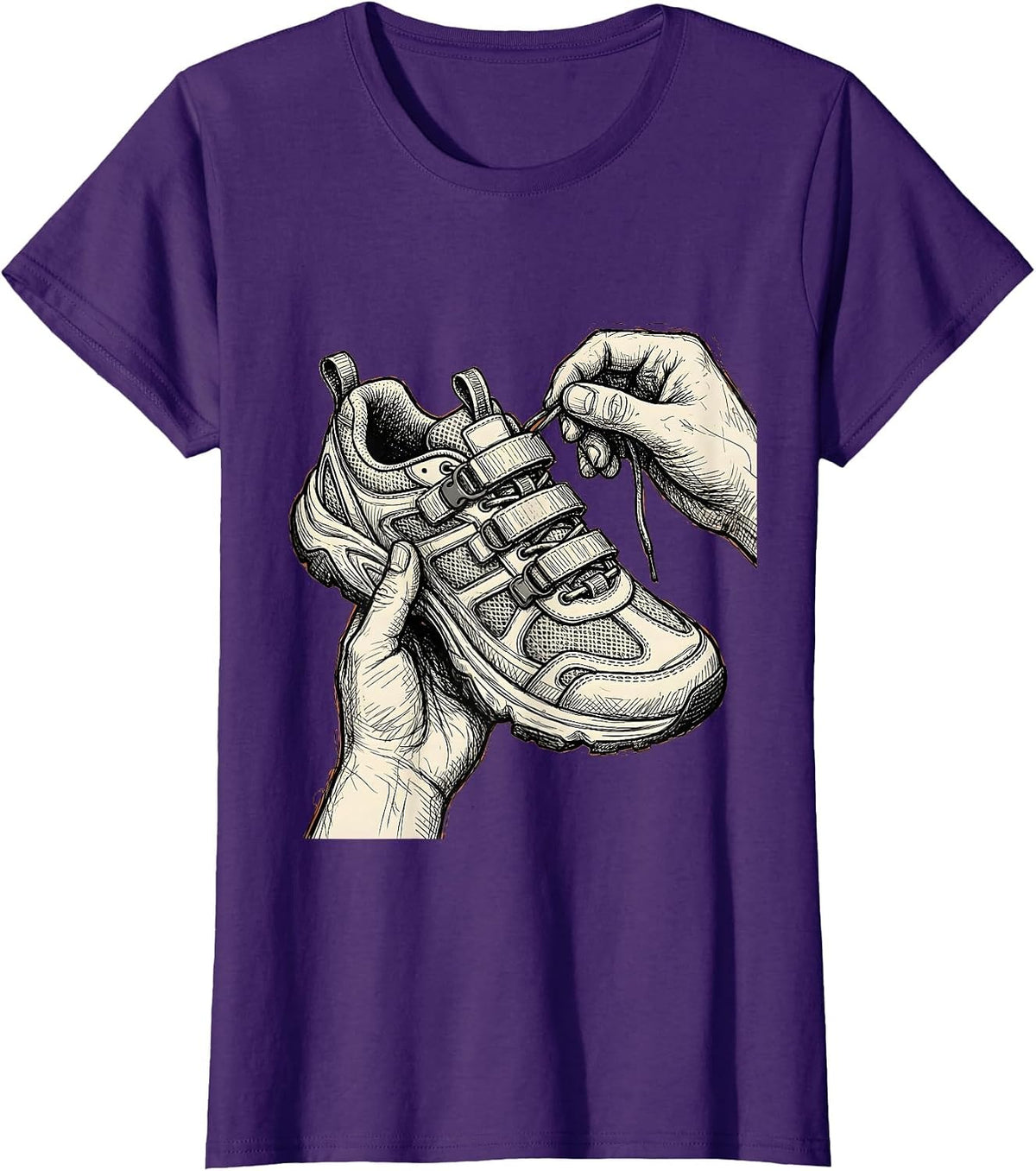 Women's Occupational Therapy Adaptive Shoe Lacing Graphic T-Shirt - Purple
