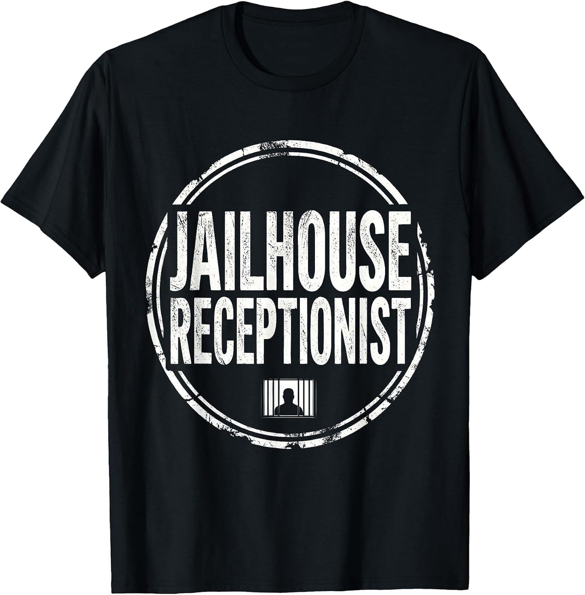 Men's Jailhouse Receptionist Bold Stencil Corrections Officer Gift T-Shirt - Black
