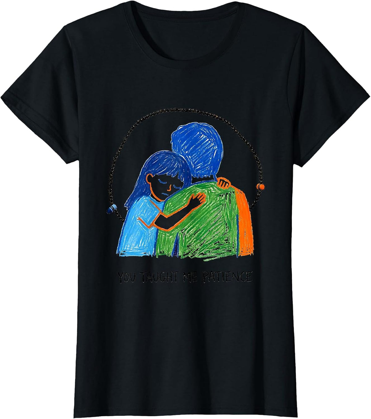 Women's You Taught Me Patience Naive Kidcore Daycare Teacher Humor T-Shirt - Black