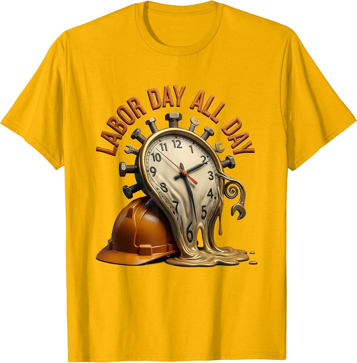 Labor Day All Day Festive Holiday Design T-Shirt - Golden Yellow