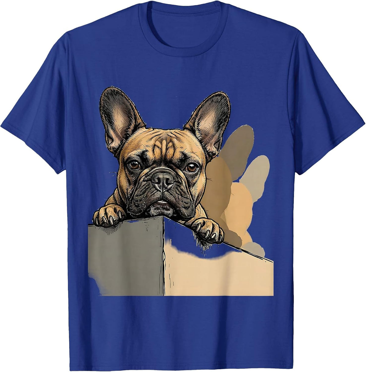 Men's French Bulldog Pocket Pup Cozy Small Breed Puppy Lover T-Shirt - Royal Blue