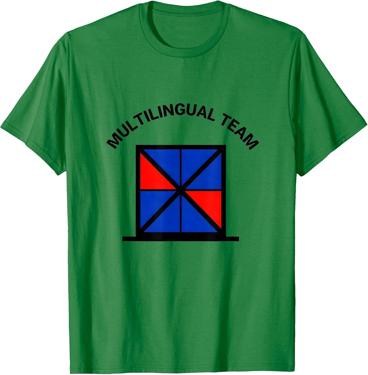 Men's Multilingual Team Geometric ESL Teacher Squad English T-Shirt - Kelly Green