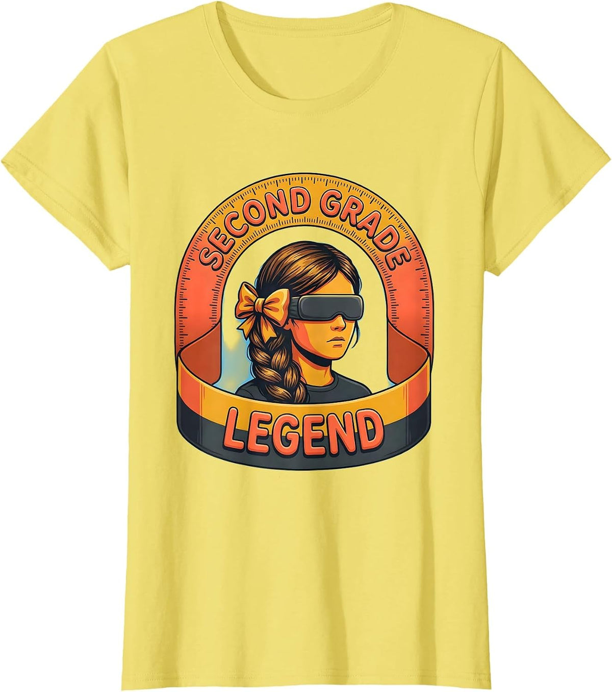 Second Grade Legend Funny Messy Bun First Day Of School T-Shirt - Lemon Yellow