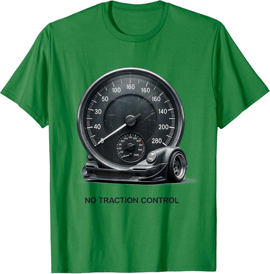 Men's No Traction Control Retro JDM Drift Car Tuner Nostalgia T-Shirt - Kelly Green