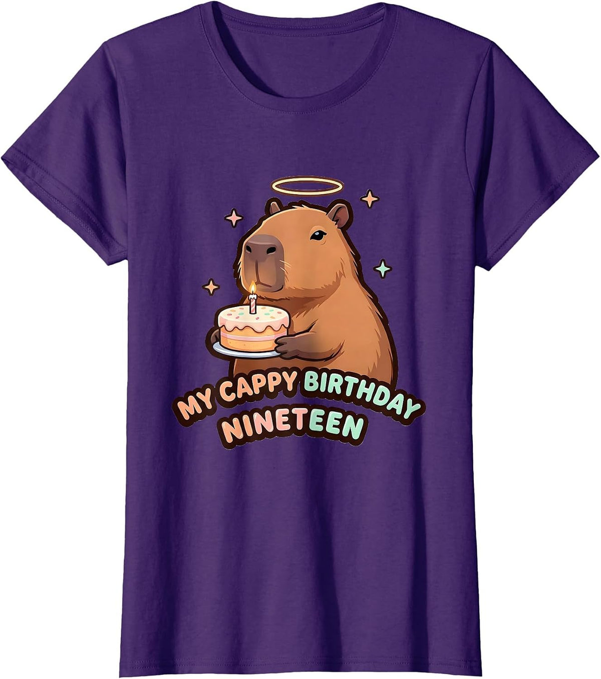 Women's My Cappy Birthday Nineteen Kawaii Capybara Birthday Girl T-Shirt - Purple