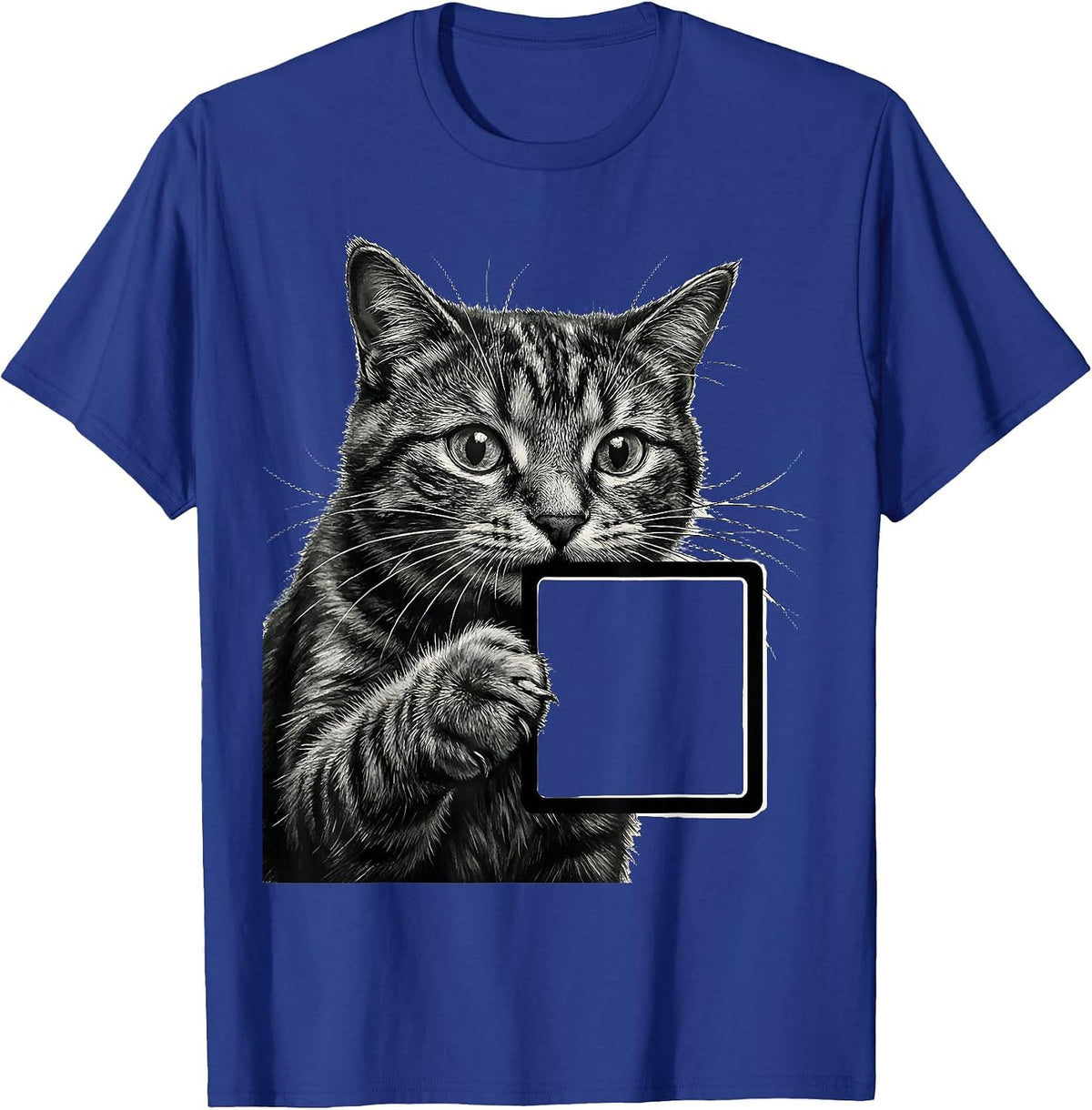 Men's Curious Cat Sniffing Periodic Table Science Design T-Shirt - Royal Blue