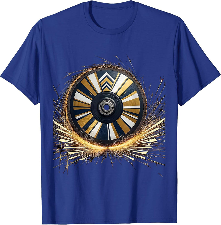 Labor Day Angle Grinder Sparks Graphic T-Shirt - Royal Blue