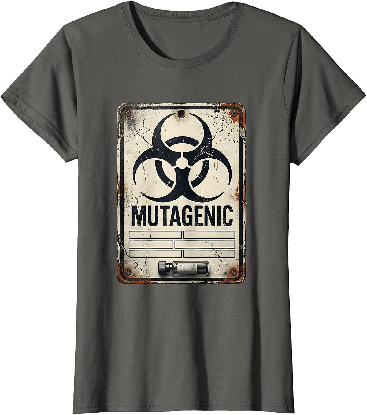 Women's Mutagenic Distressed Biohazard Science Teacher Lab Tech T-Shirt - Asphalt Grey