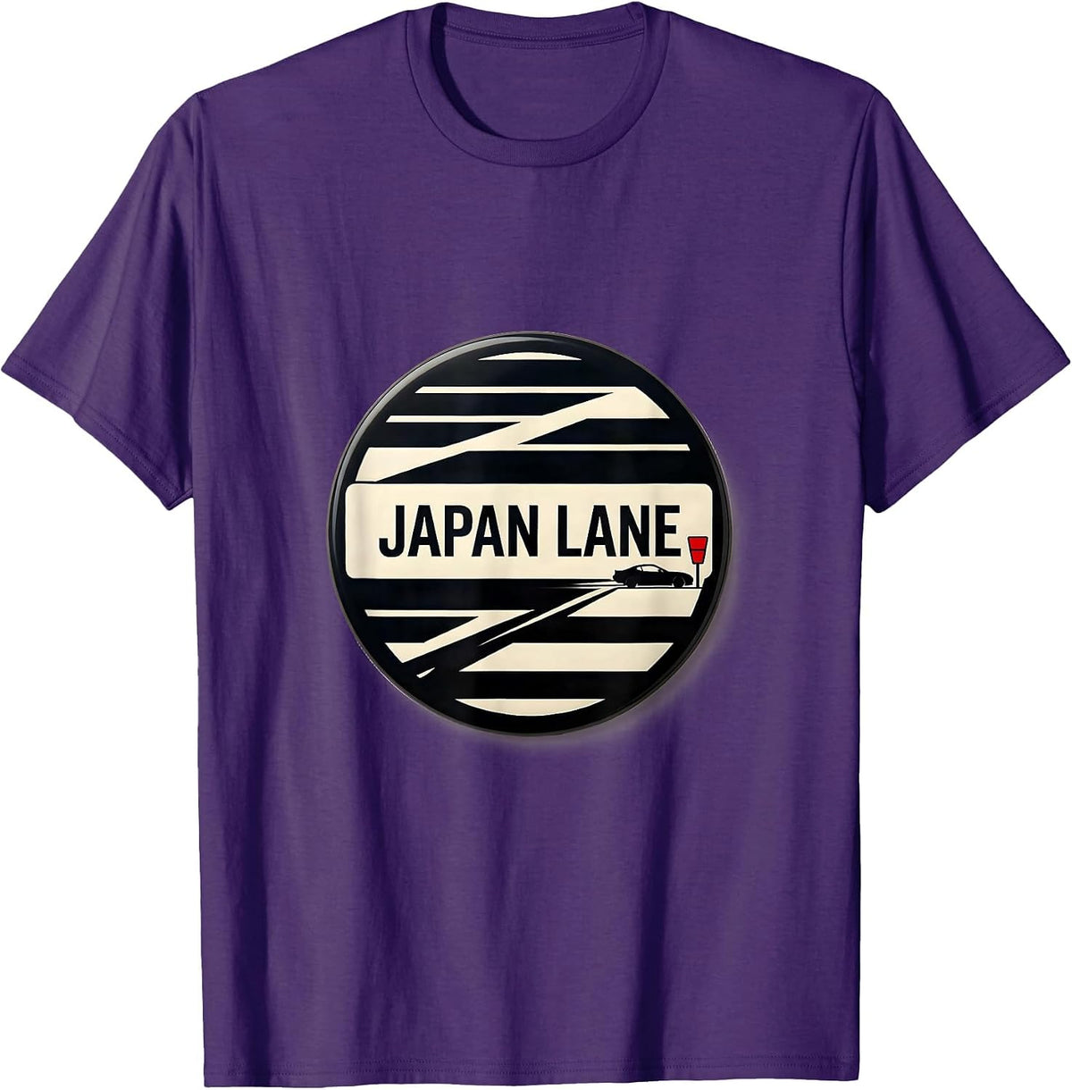 Japan Lane Disrupted Stripe JDM Drift Car Enthusiast Retro T-Shirt - Purple
