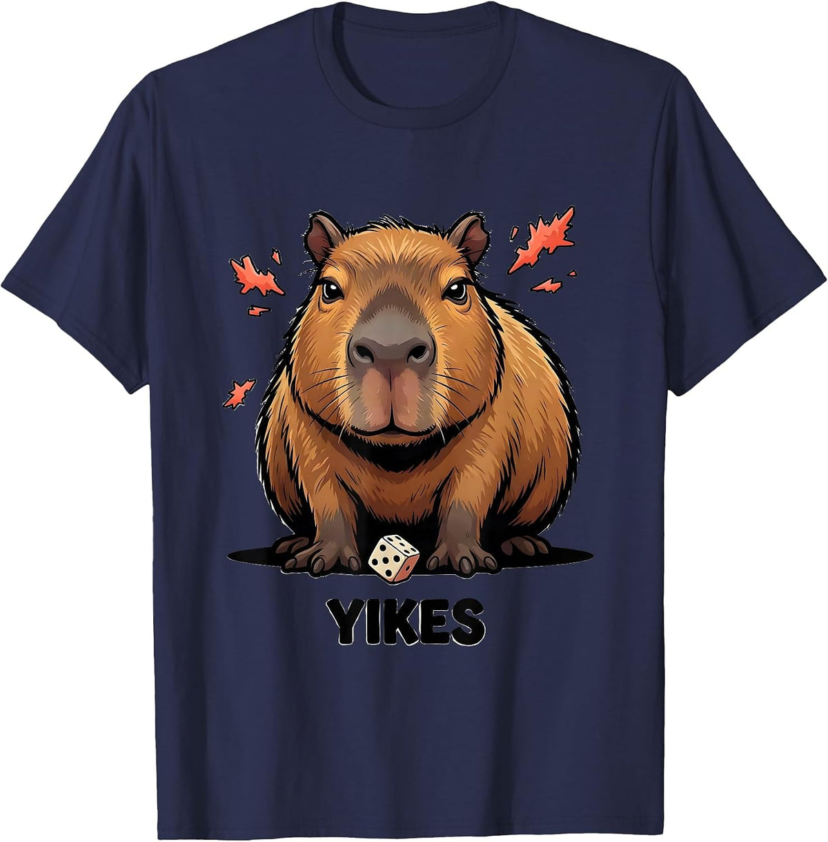 Men's Yikes Cartoon Capybara Funny Animal Meme Lover T-Shirt - Navy Blue