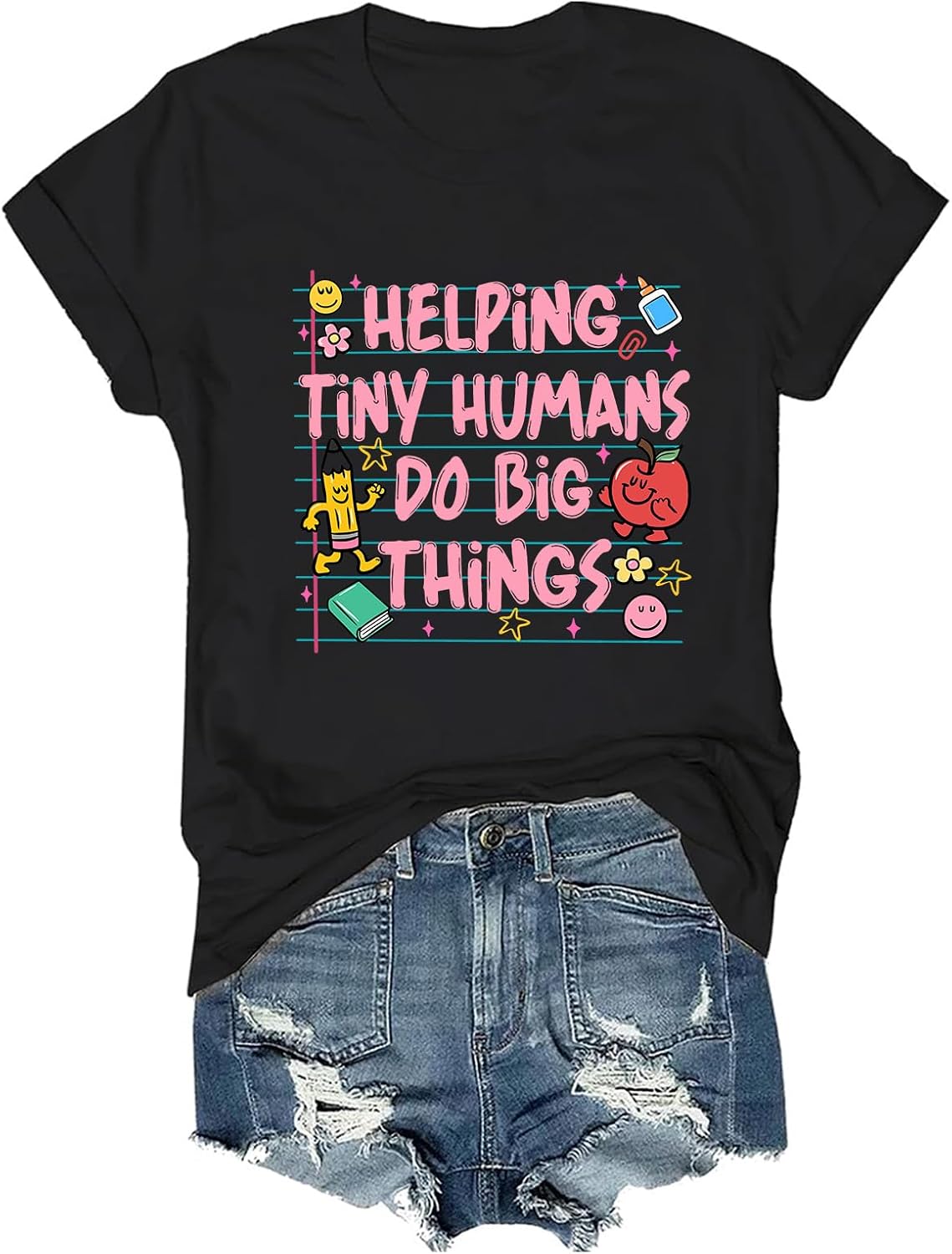 Helping Tiny Humans Do Big Things Shirt Funny Back to School Tee - Black