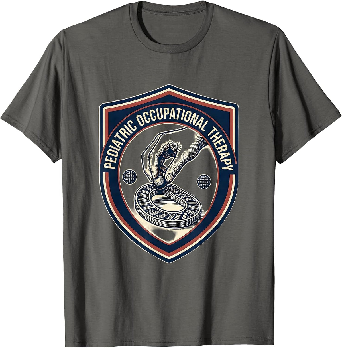 Men's Pediatric Occupational Therapy Retro Emblem OT Month T-Shirt - Asphalt Grey