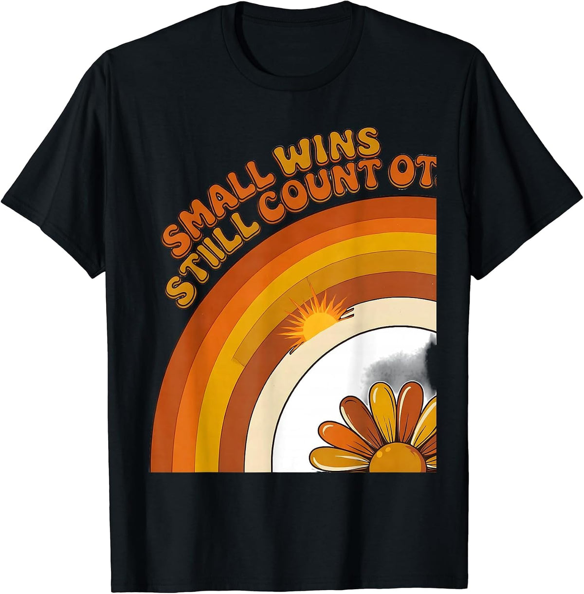 Men's Small Wins Still Count OT Retro Groovy Occupational Therapy T-Shirt - Black