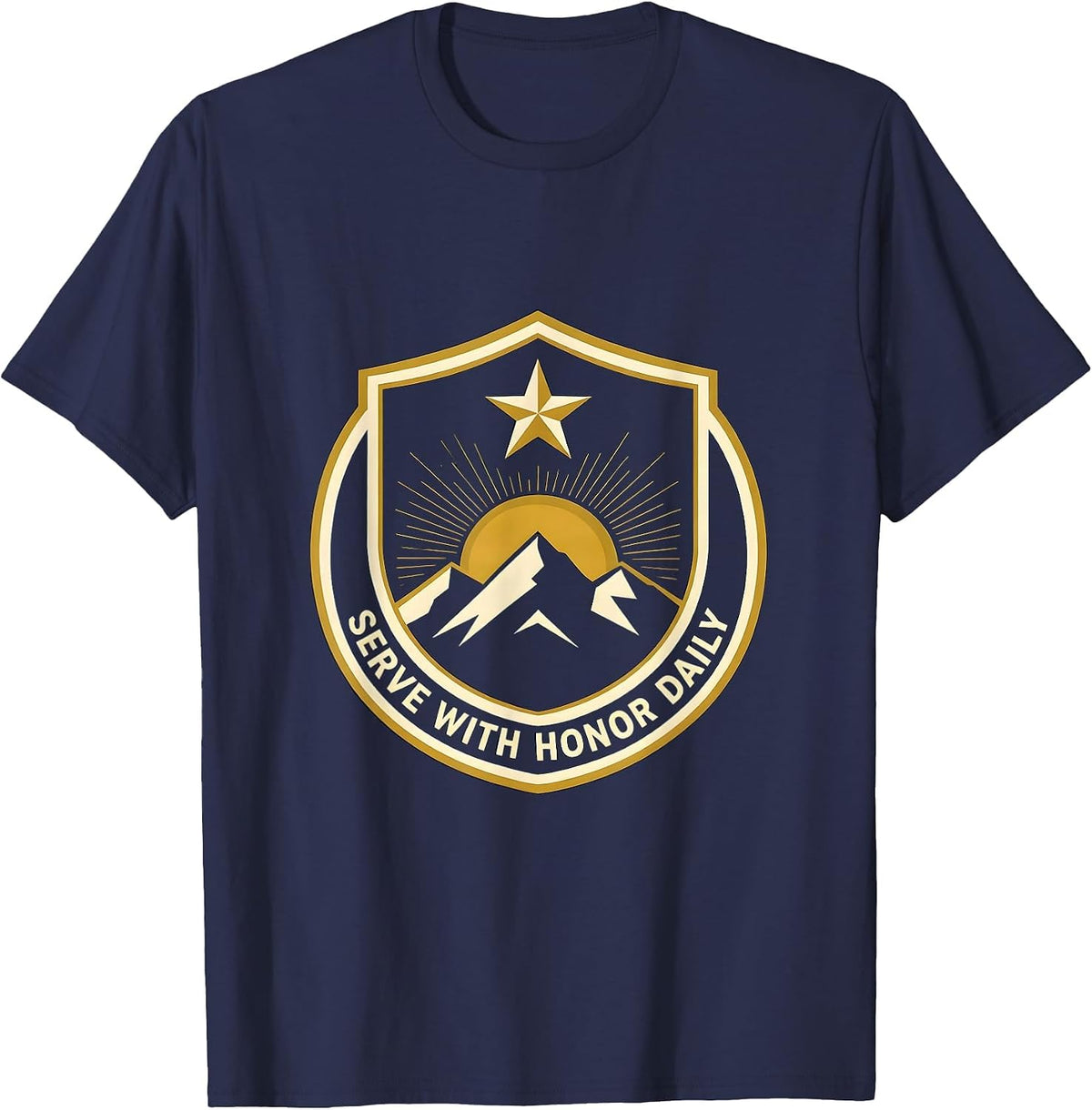 Men's Serve With Honor Daily Police Design T-Shirt - Navy Blue