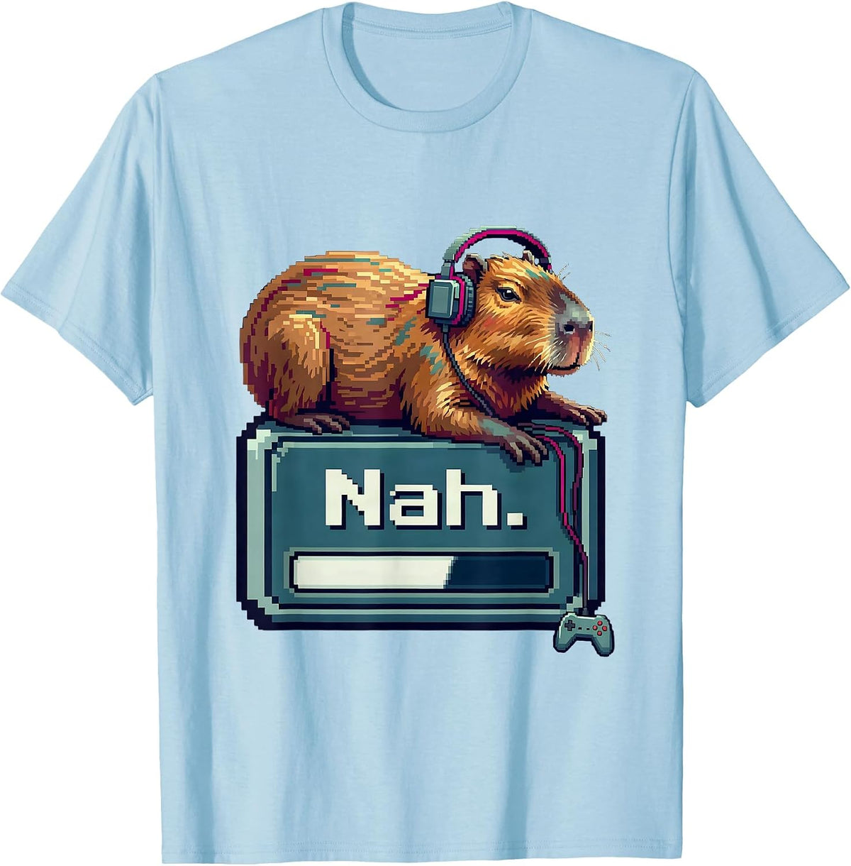 Men's Nah Capybara Gamer Meme Humor Video Games T-Shirt - Baby Blue