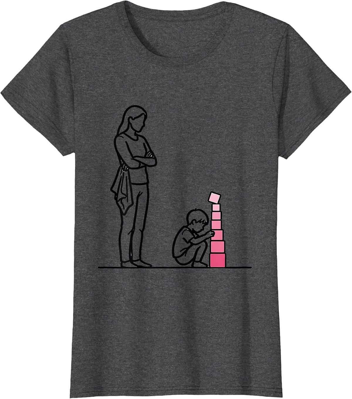 Women's Montessori Guide Teacher Method Pride Play Learning T-Shirt - Dark Heather Grey