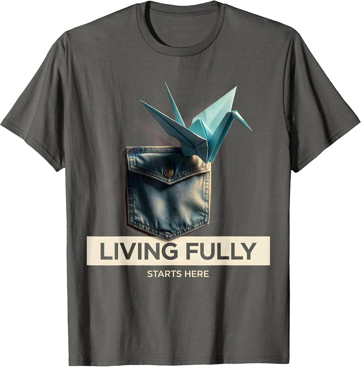 Living Fully Starts Here Occupational Therapy Design T-Shirt - Asphalt Grey