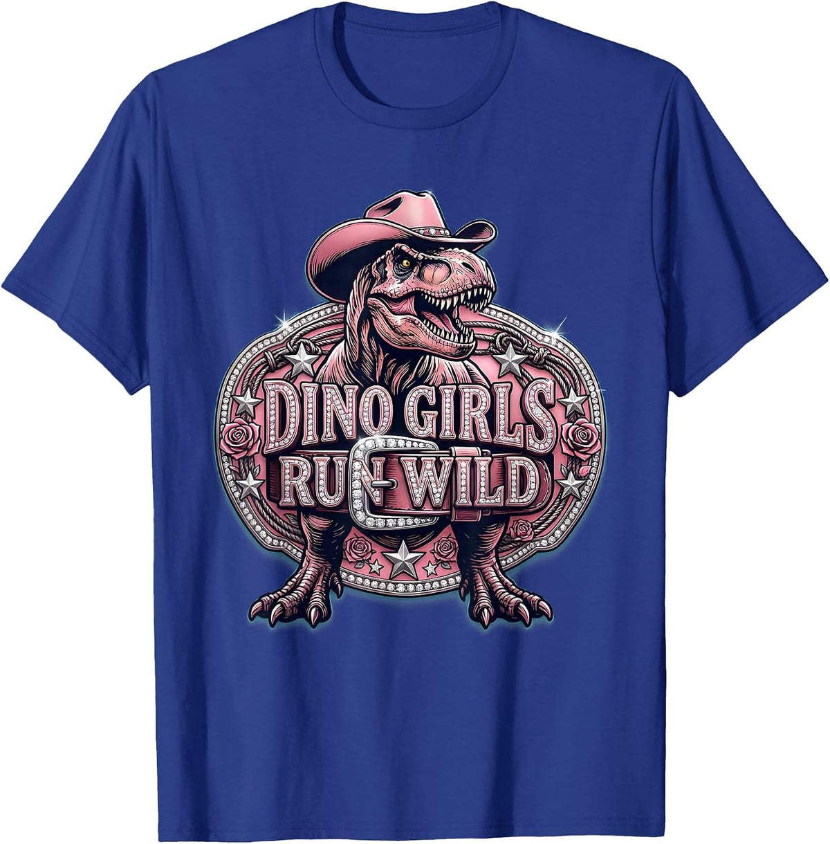 Men's Dino Girls Run Wild Dinosaur Graphic Design T-Shirt - Royal Blue