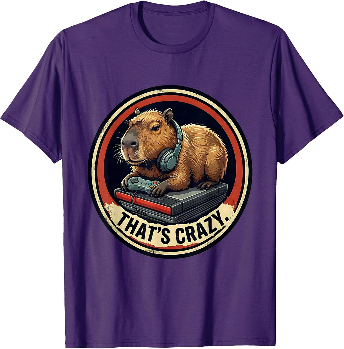 THAT'S CRAZY Bold Capybara Gamer Meme Humor Video Games T-Shirt - Purple