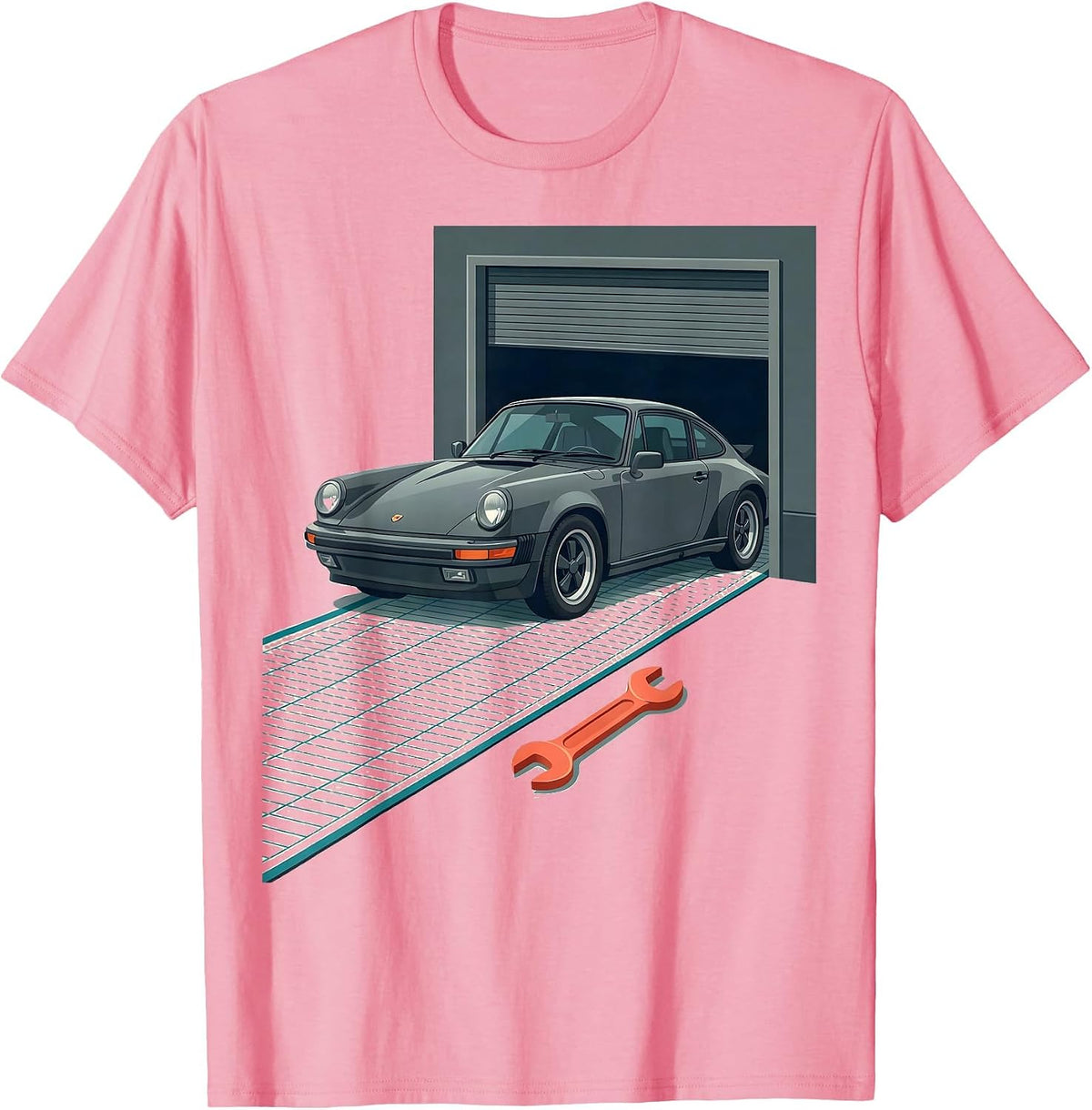 Men's Classic Coupe Mechanic Humor Flat Vector Car Guy T-Shirt - Pink