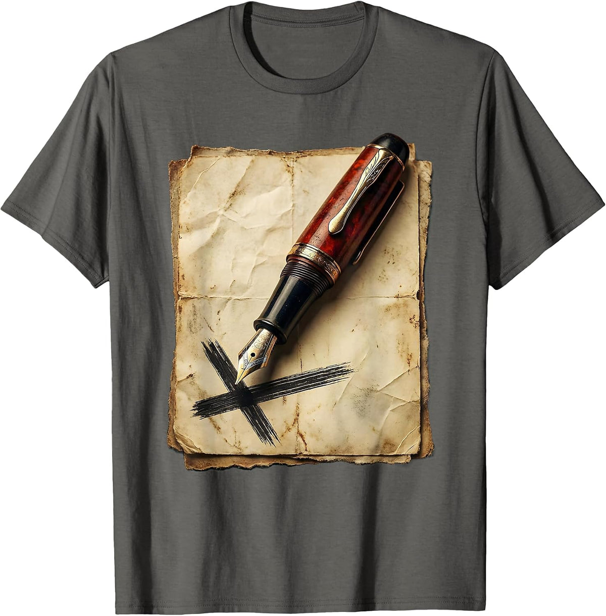 English Teacher Red Pen Correction Graphic T-Shirt - Asphalt Grey