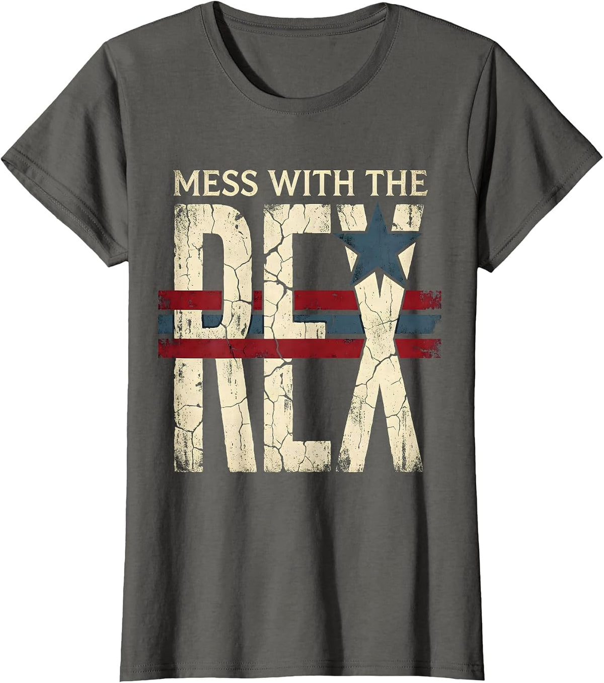 Women's Mess With The Rex Dinosaur Design T-Shirt - Asphalt Grey