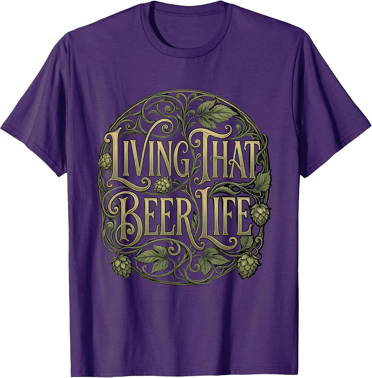 Men's Living That Beer Life Graphic Design T-Shirt - Purple