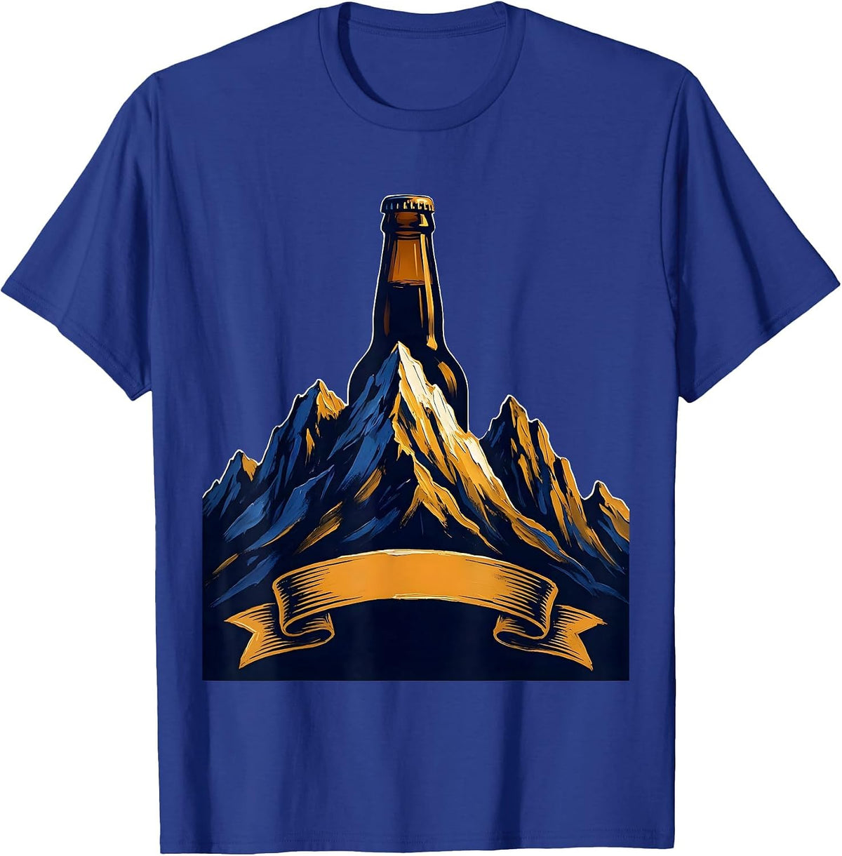Mountain Peak Beer Bottle Graphic Tee T-Shirt - Royal Blue
