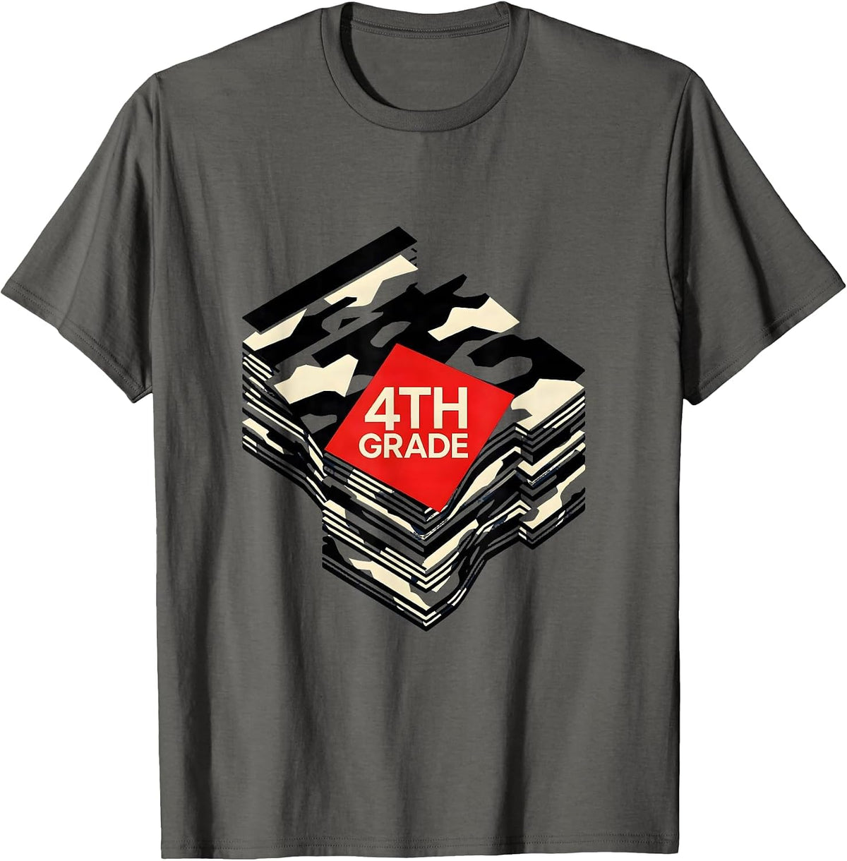 4th Grade Bauhaus Modernist Camo Back To School Boys T-Shirt - Asphalt Grey