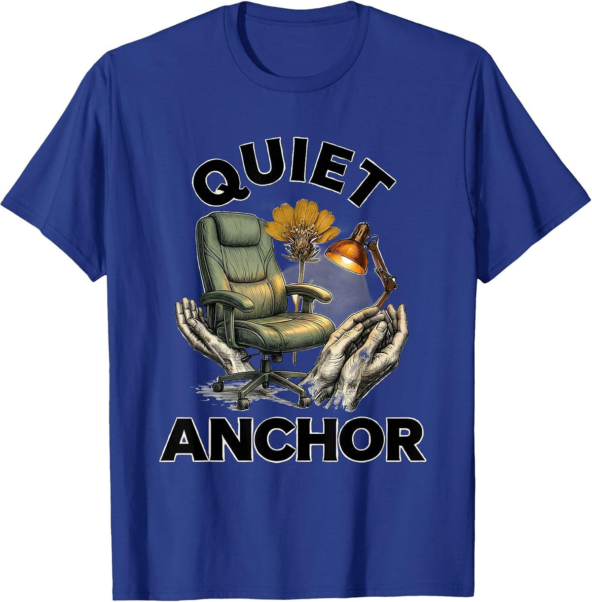 Quiet Anchor Botanical School Counselor Mental Health T-Shirt - Royal Blue