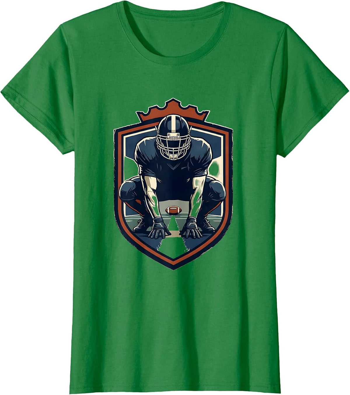 Women's Lineman Shield Emblem Football Player Humor T-Shirt - Kelly Green