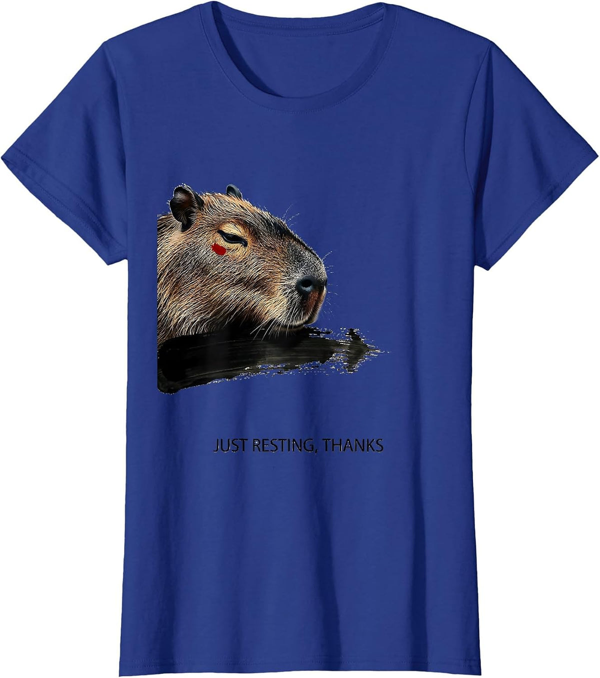 Women's Just Resting, Thanks Cute Capybara Sleepy Humor Pajama T-Shirt - Royal Blue