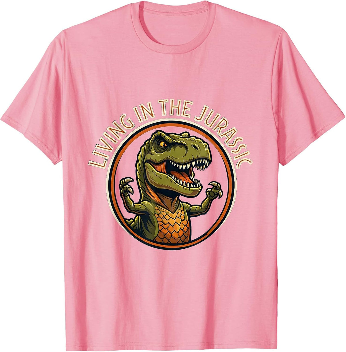 Men's Living in the Jurassic Dinosaur Boys Design T-Shirt - Pink
